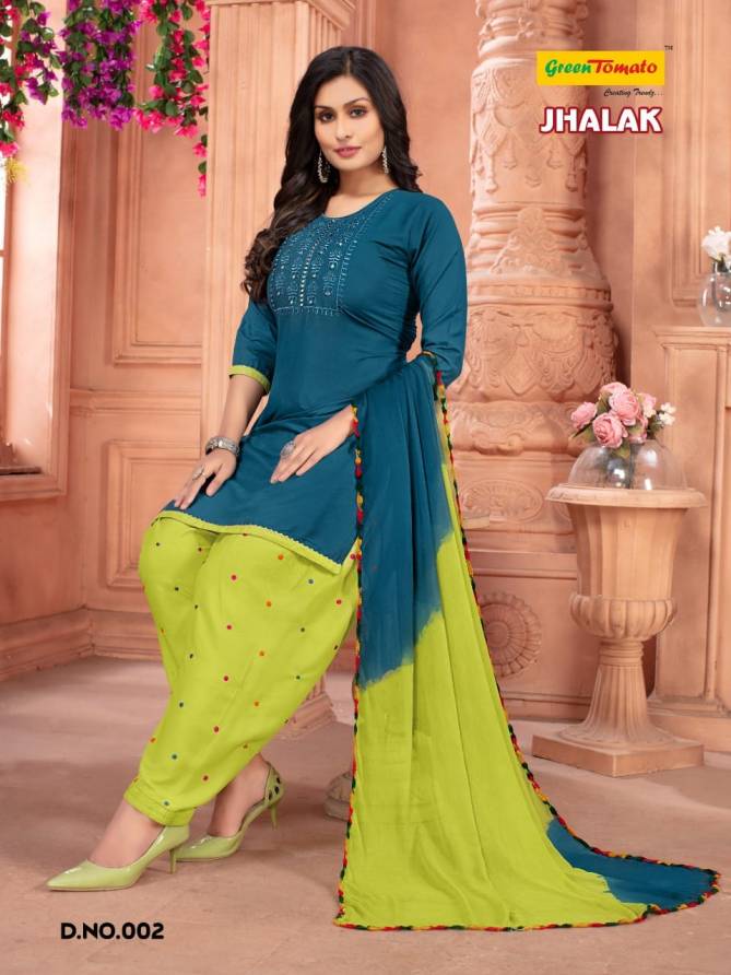 Green Tomato Jhalak Rayon Embroidery Ethnic Wear Ready Made Dress Collection